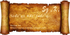 Szögi Kálmán névjegykártya